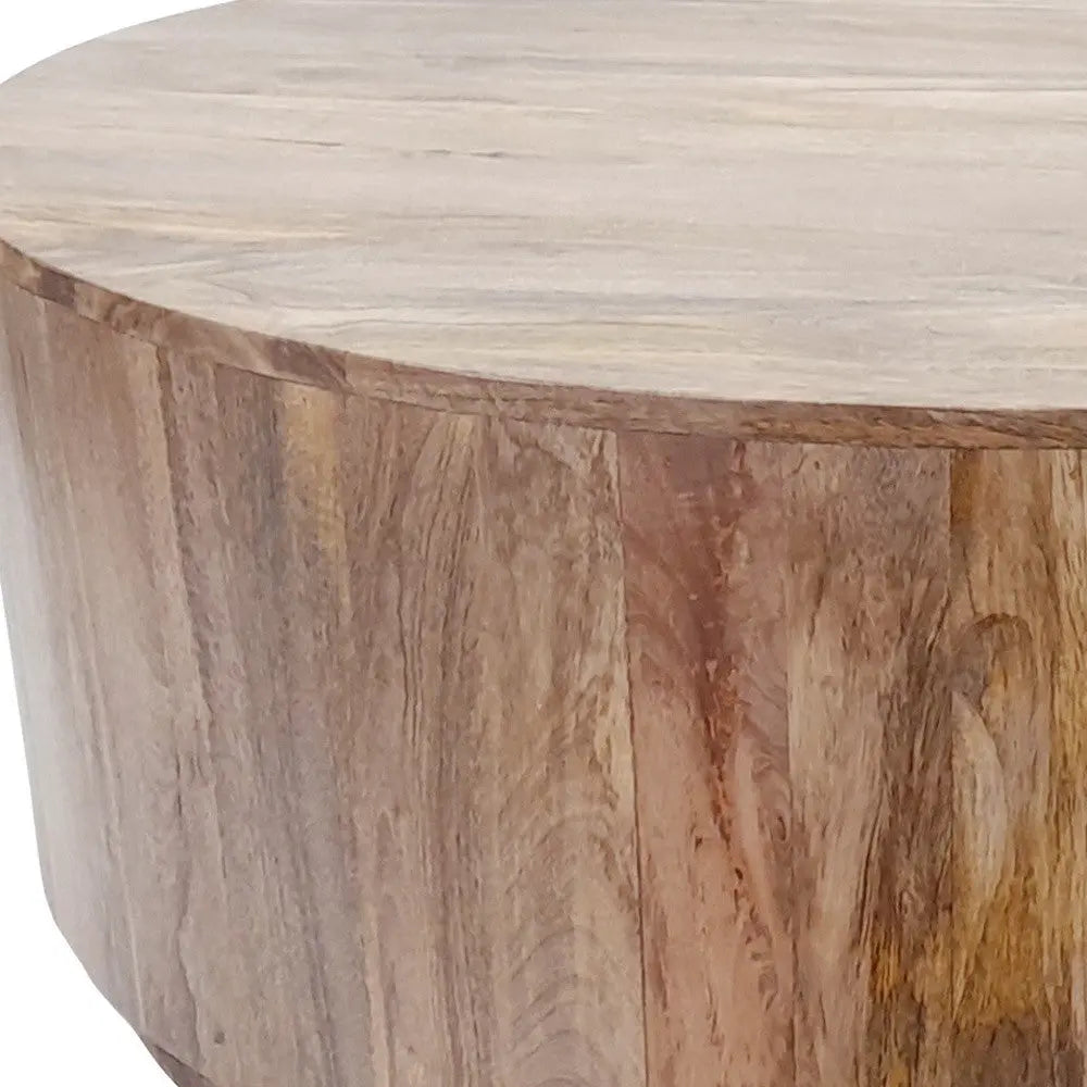42" Natural Solid Wood Round Coffee Table Homeroots Living Room
