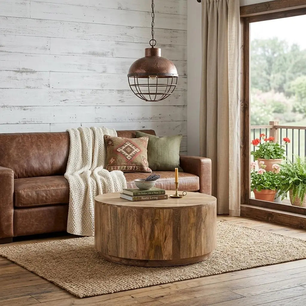 42" Natural Solid Wood Round Coffee Table Homeroots Living Room