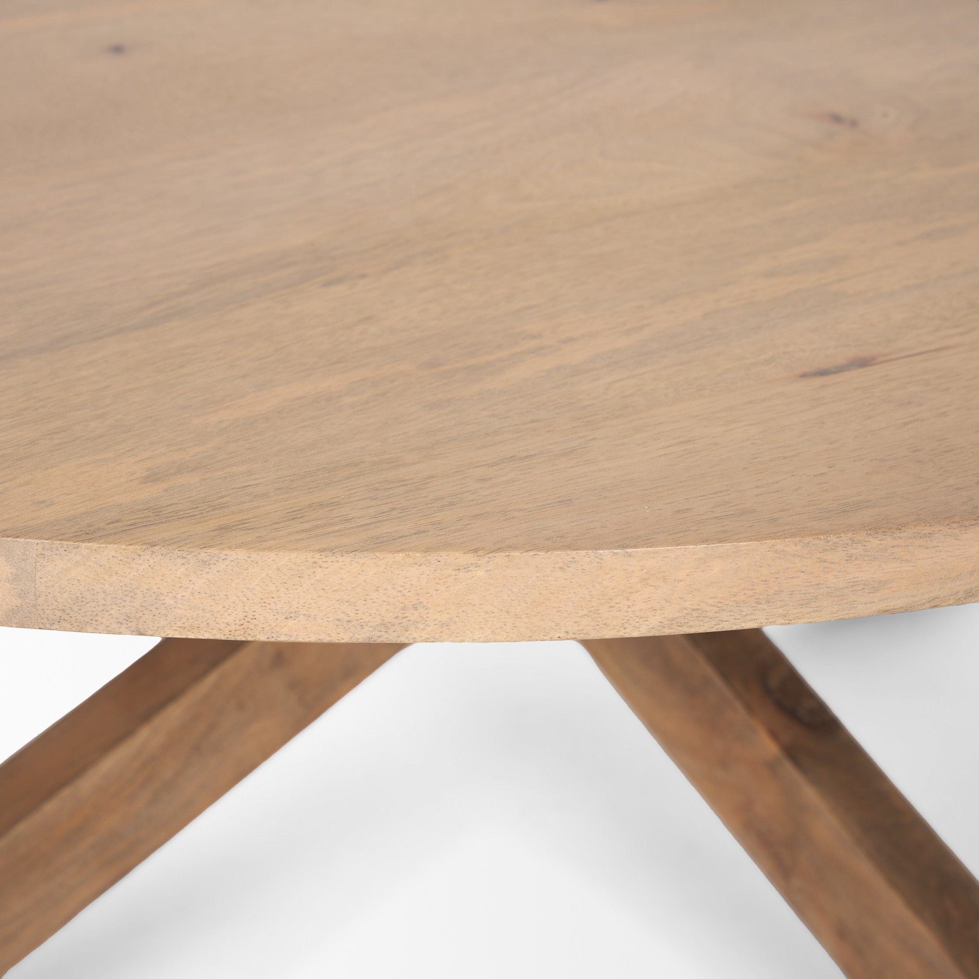 42" Natural Solid Wood Round Cross Legs Coffee Table - GreatEagleInc