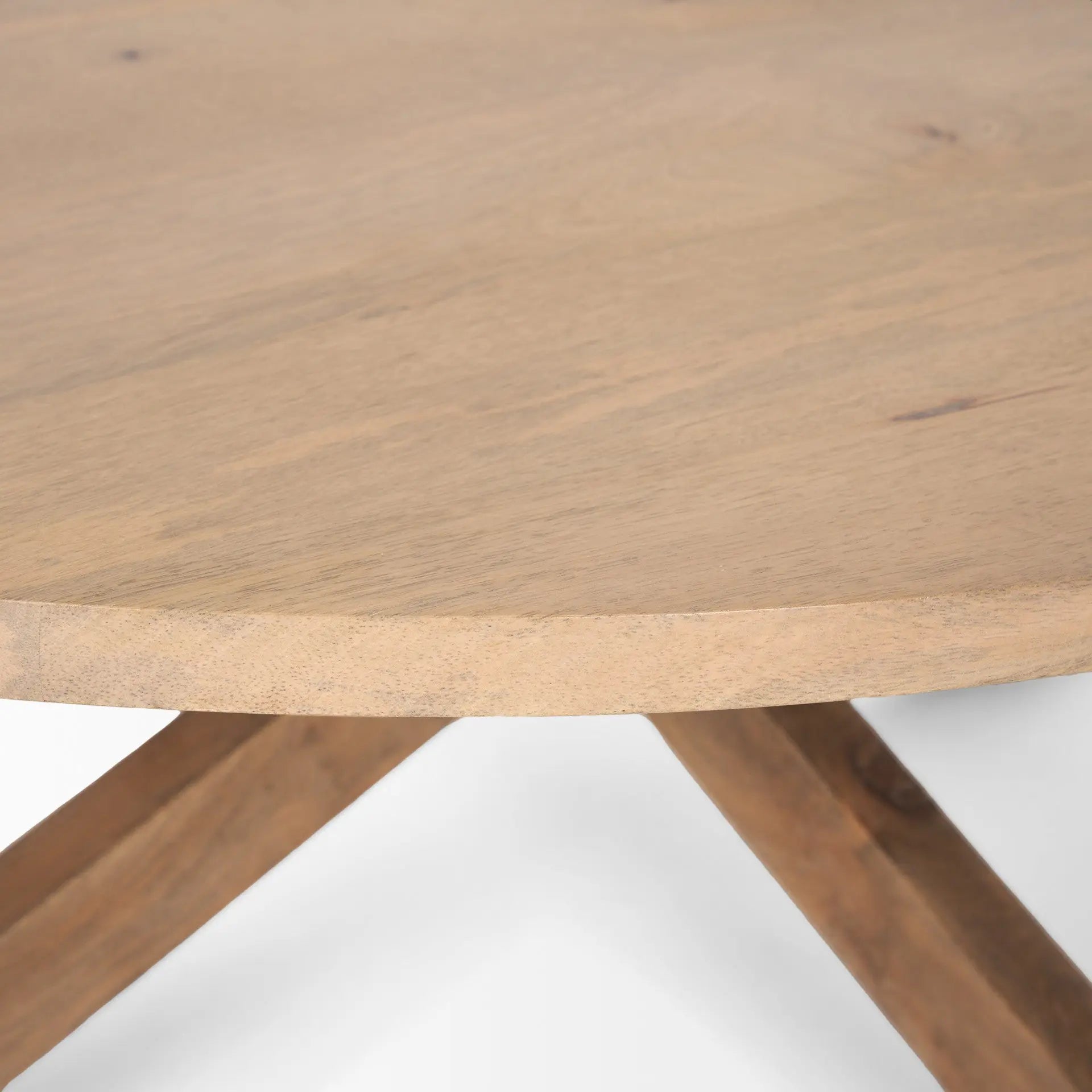 42" Natural Solid Wood Round Cross Legs Coffee Table - GreatEagleInc