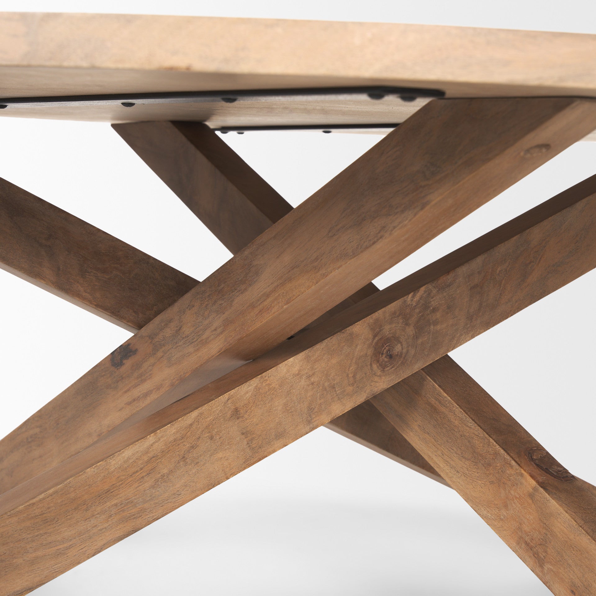42" Natural Solid Wood Round Cross Legs Coffee Table - GreatEagleInc