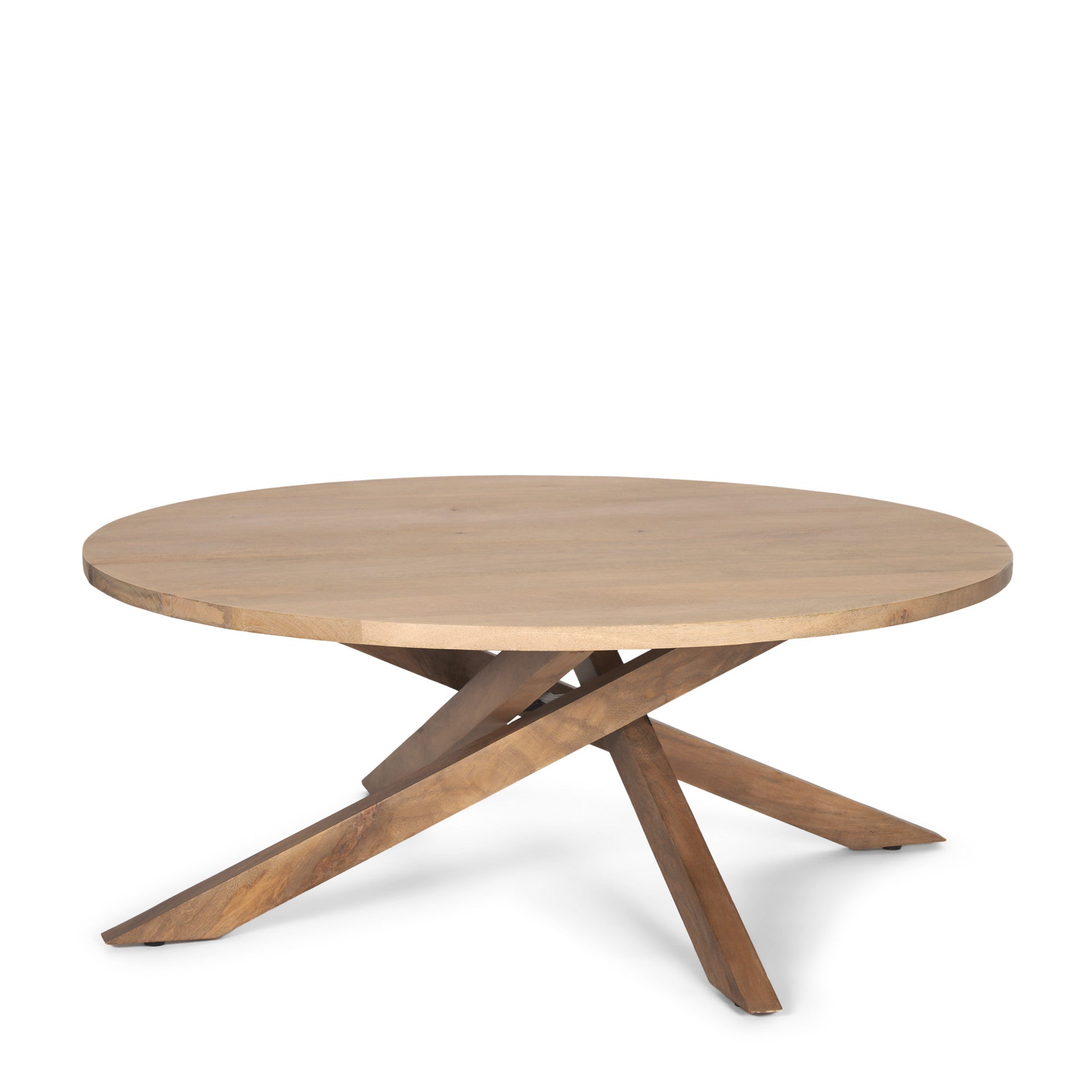 42" Natural Solid Wood Round Cross Legs Coffee Table - GreatEagleInc