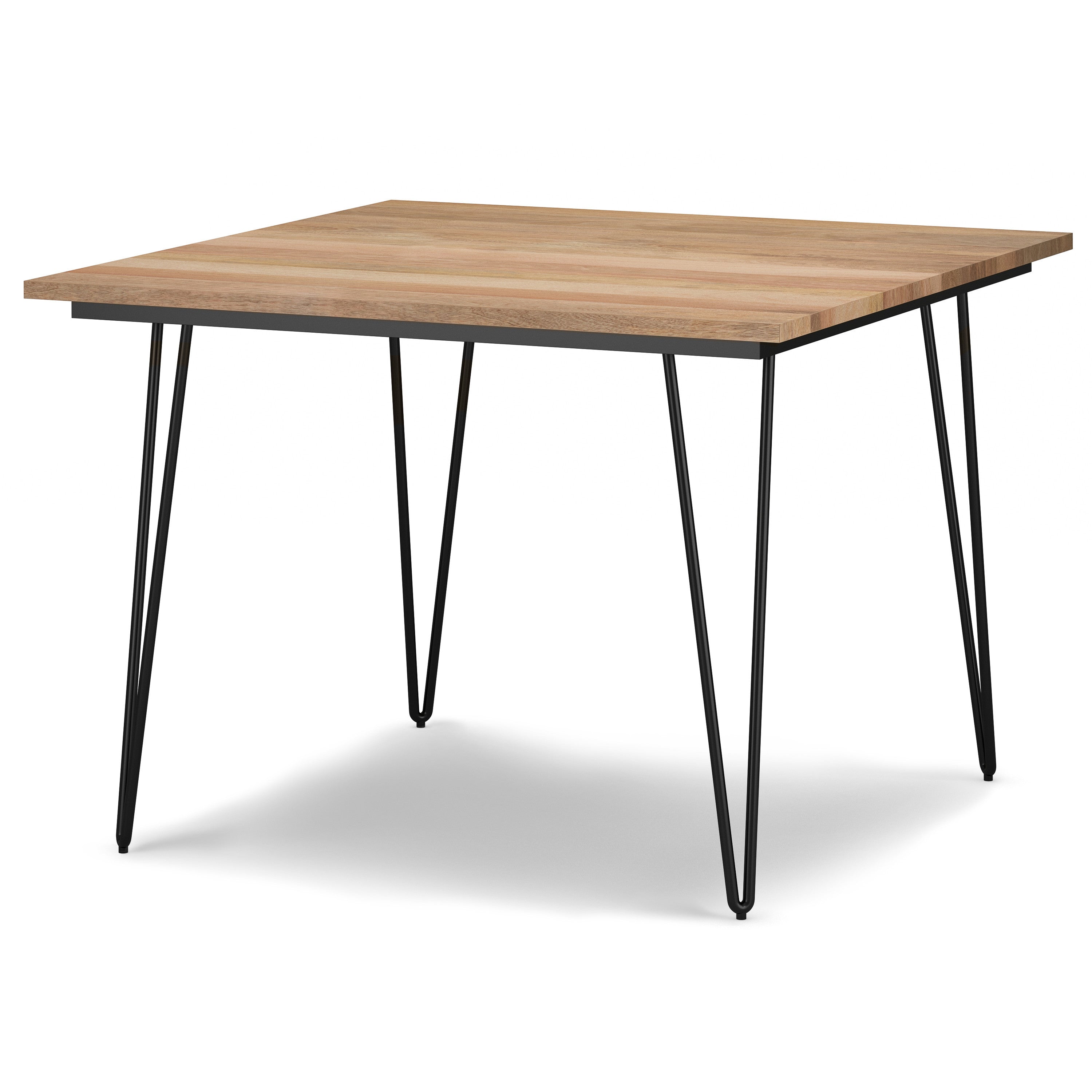 42" Natural and Black Solid Wood and Iron Square Dining Table Homeroots Kitchen & Dining