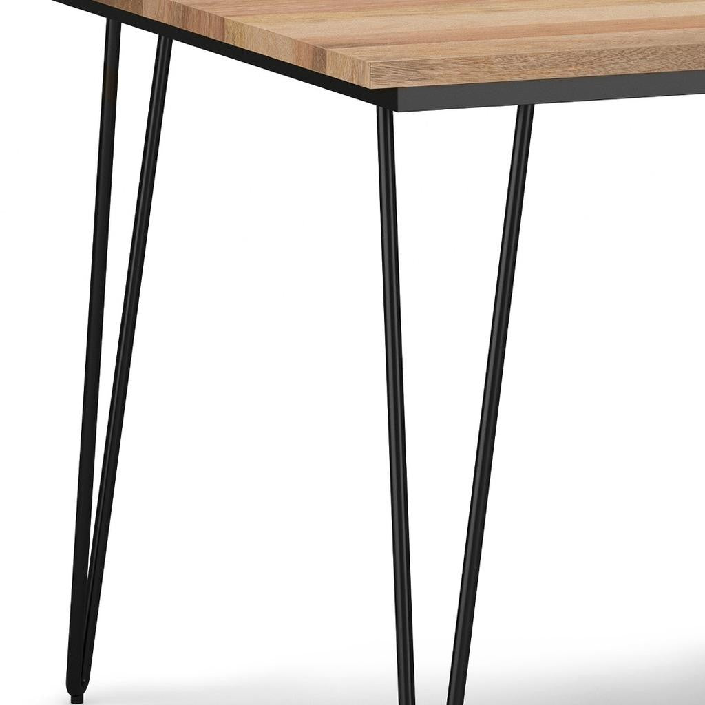 42" Natural and Black Solid Wood and Iron Square Dining Table Homeroots Kitchen & Dining