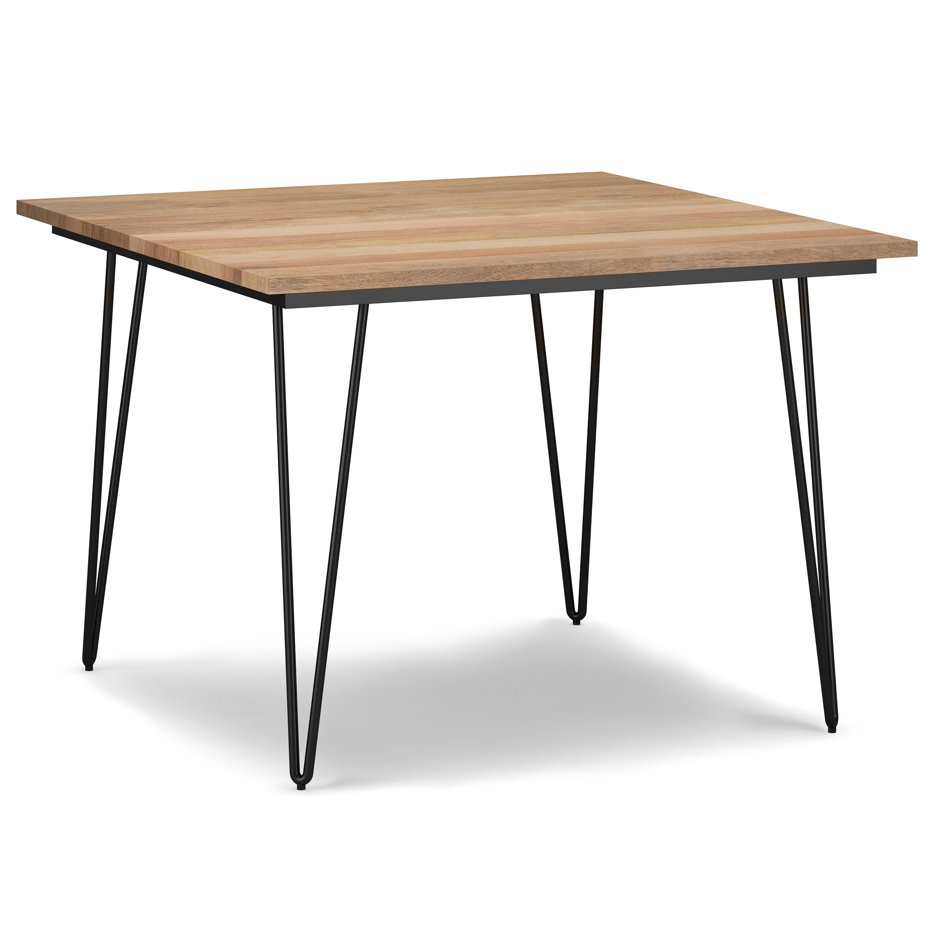 42" Natural and Black Solid Wood and Iron Square Dining Table Homeroots Kitchen & Dining