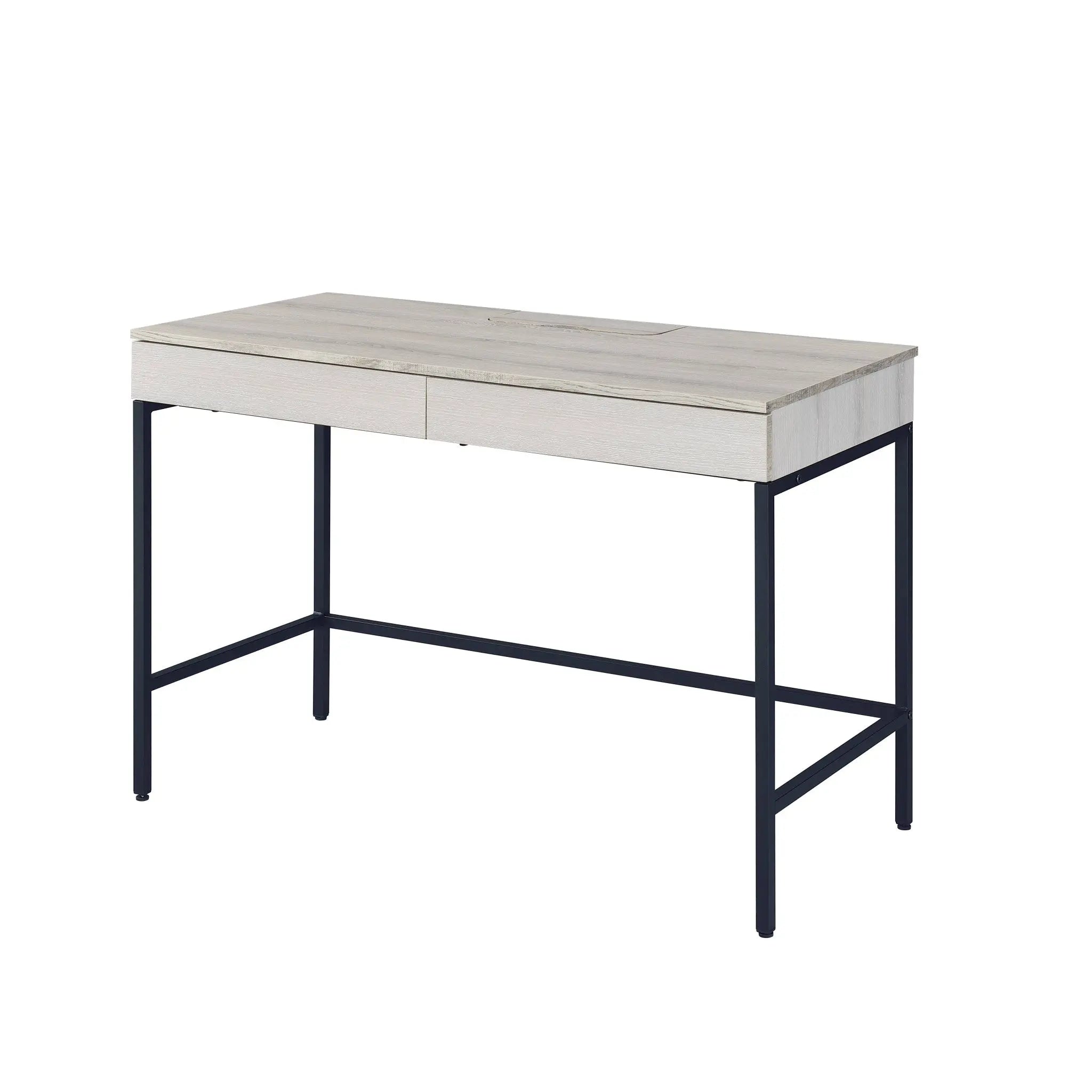 42" Natural and Black Writing Desk With Two Drawers Homeroots Office