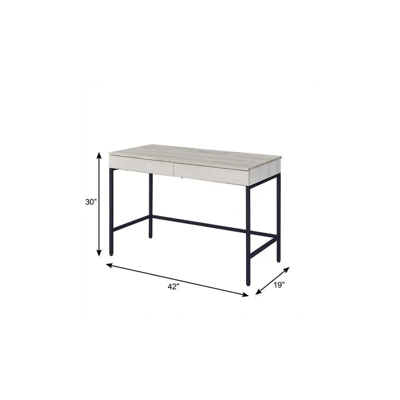 42" Natural and Black Writing Desk With Two Drawers Homeroots Office