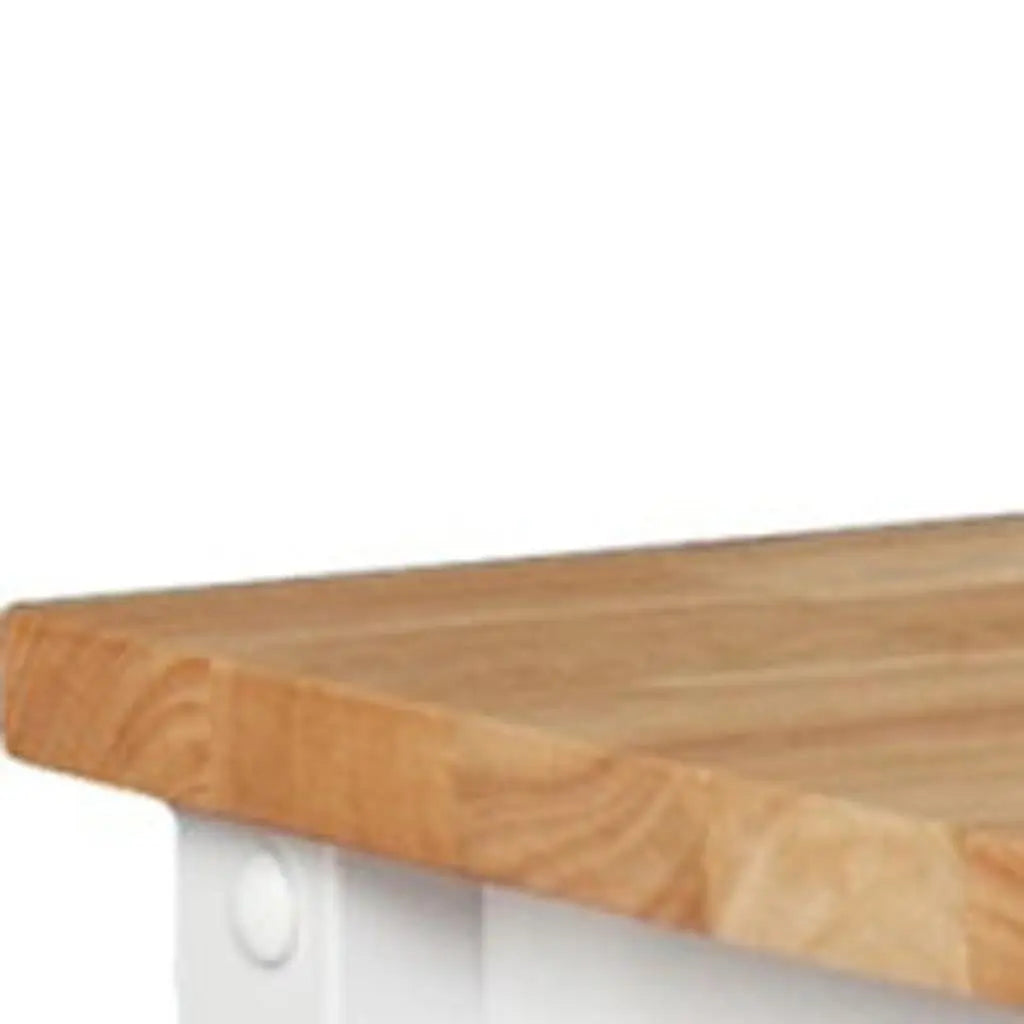 42" Natural and White Butcher Block and Iron Rolling Kitchen Cart With Storage Homeroots Kitchen & Dining