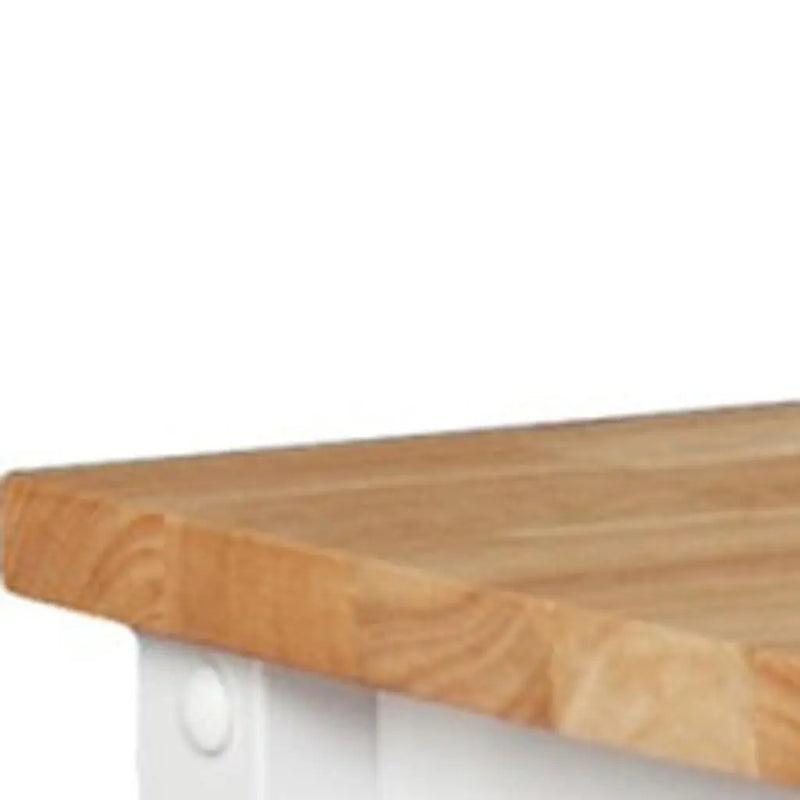 42" Natural and White Butcher Block and Iron Rolling Kitchen Cart With Storage Homeroots Kitchen & Dining