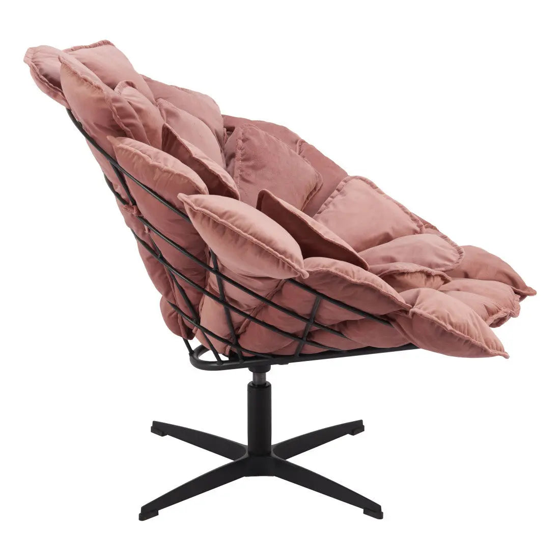 42" Pink And Black Velvet And Upholstered Swivel Side Chair Homeroots Living Room