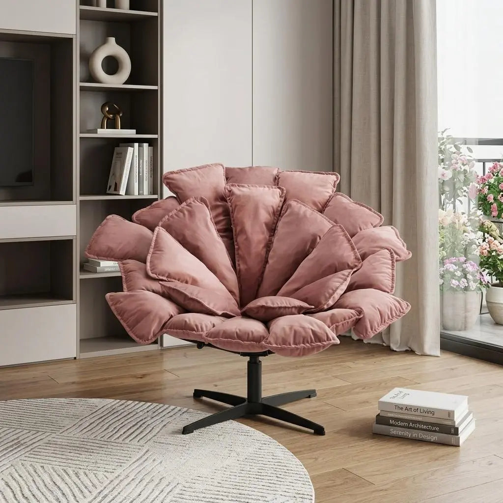 42" Pink And Black Velvet And Upholstered Swivel Side Chair Homeroots Living Room