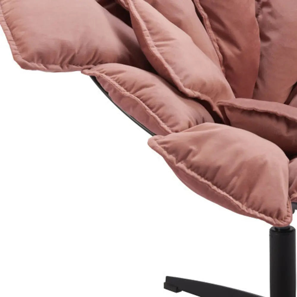 42" Pink And Black Velvet And Upholstered Swivel Side Chair Homeroots Living Room