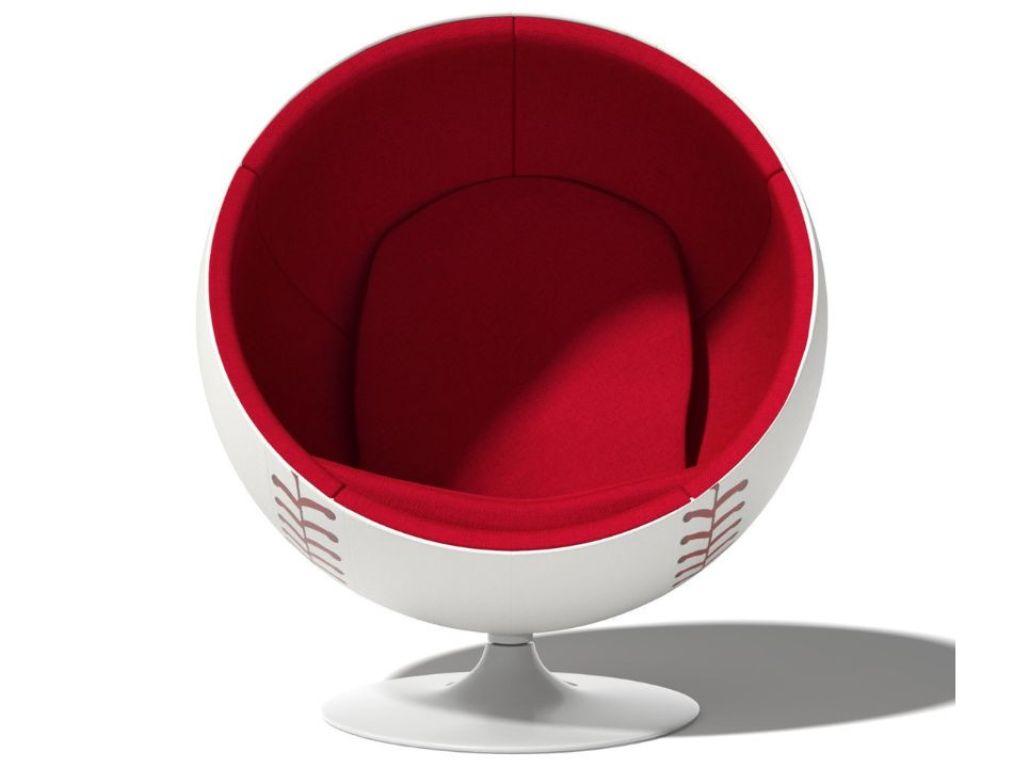 42" Red Rose and White Fiberglass Striped Swivel Lounge Chair Homeroots Living Room