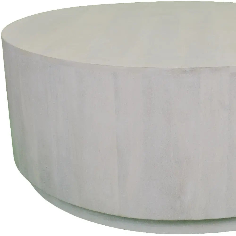 42" Rustic White Solid Wood Round Distressed Coffee Table Homeroots Living Room