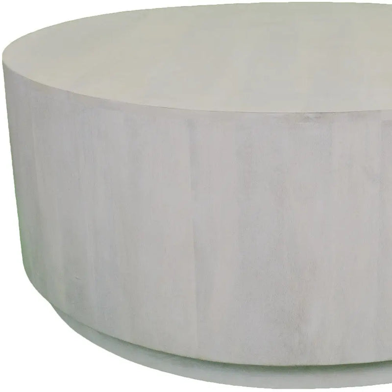 42" Rustic White Solid Wood Round Distressed Coffee Table Homeroots Living Room
