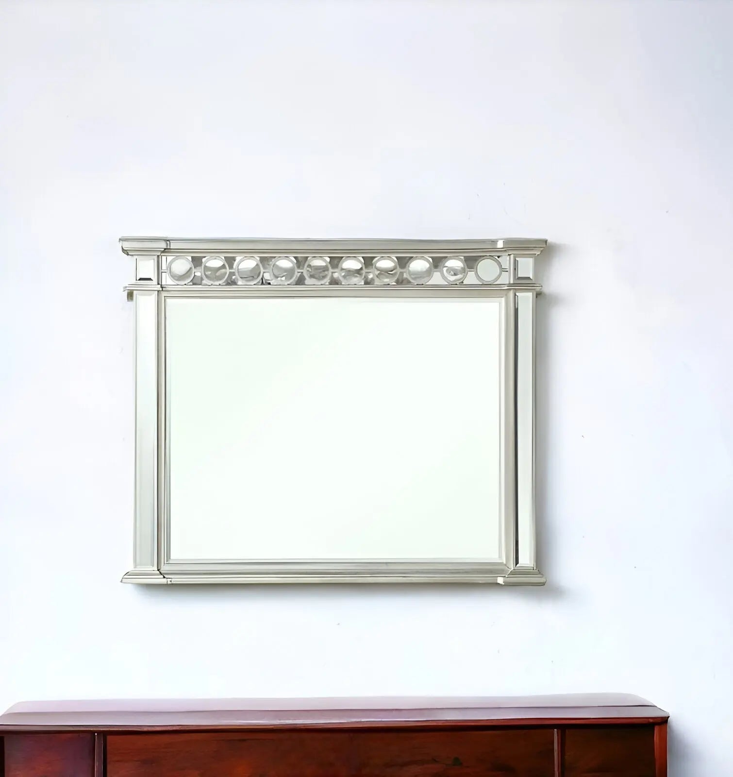 42" Silver Wood Framed Mounted Dresser Mirror Homeroots Bed & Bath