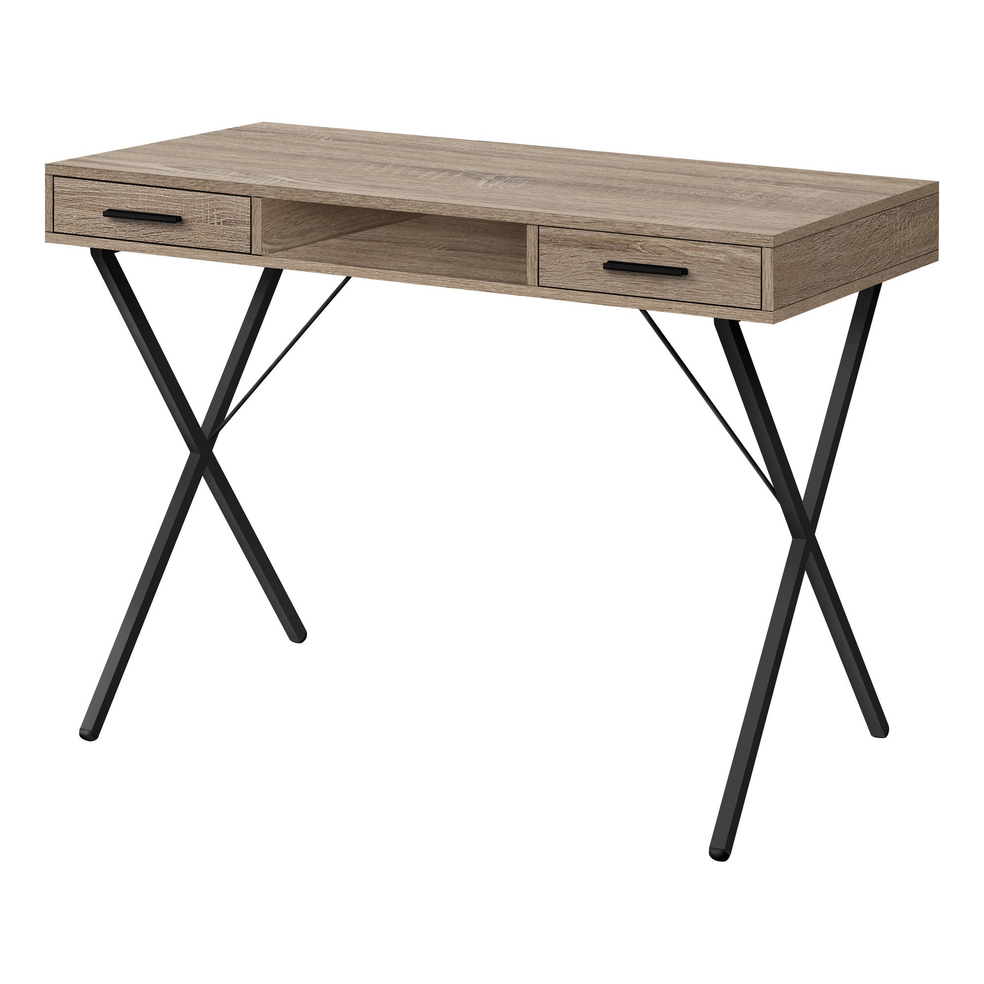 42" Taupe and Black Computer Desk With Two Drawers Homeroots Office