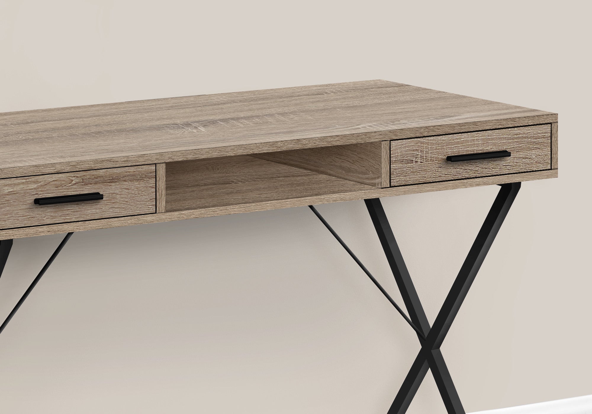 42" Taupe and Black Computer Desk With Two Drawers Homeroots Office