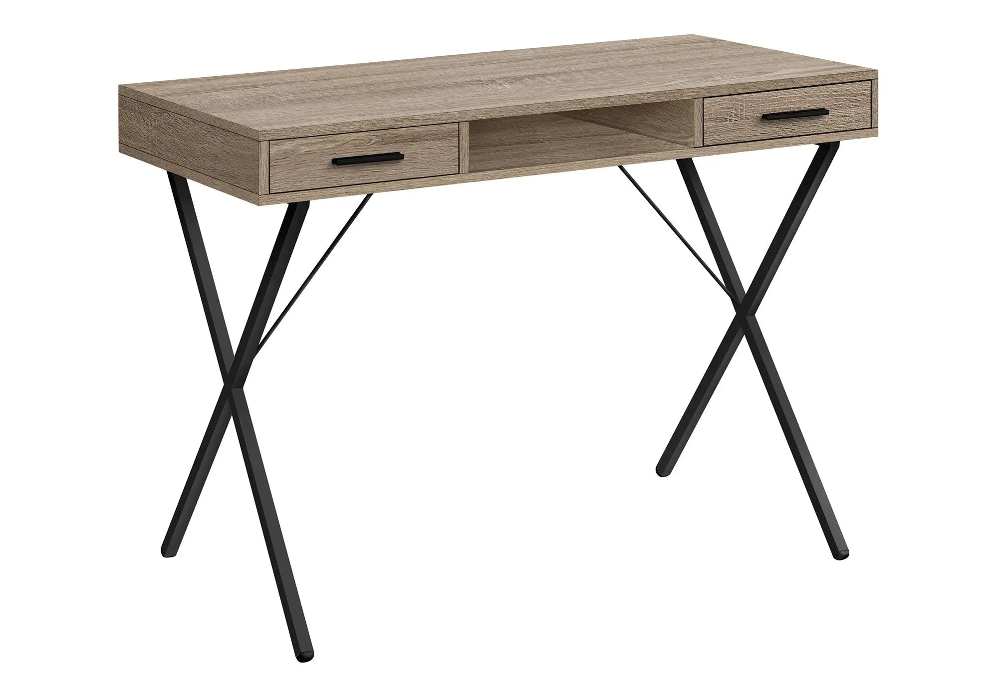 42" Taupe and Black Computer Desk With Two Drawers Homeroots Office