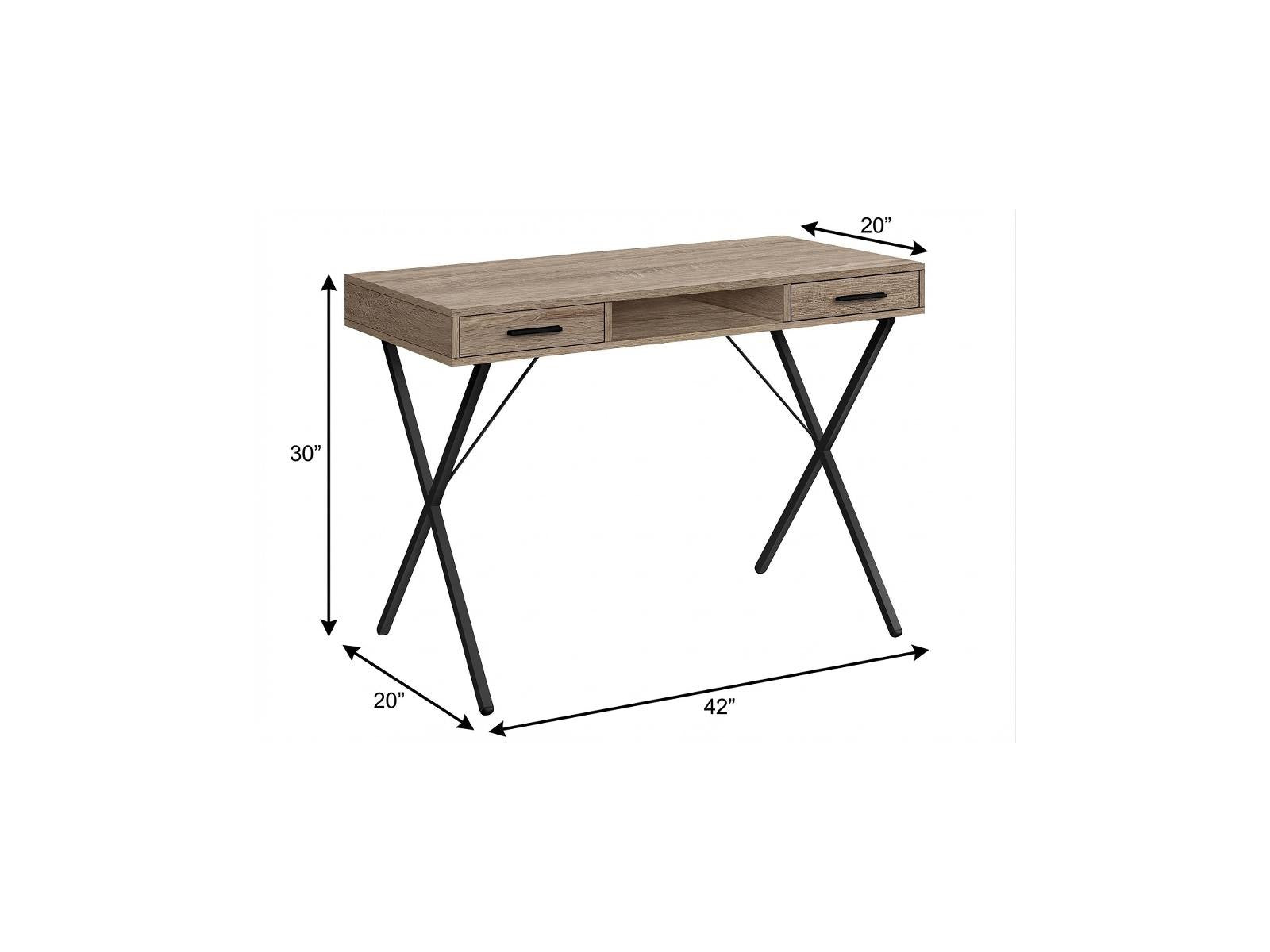42" Taupe and Black Computer Desk With Two Drawers Homeroots Office
