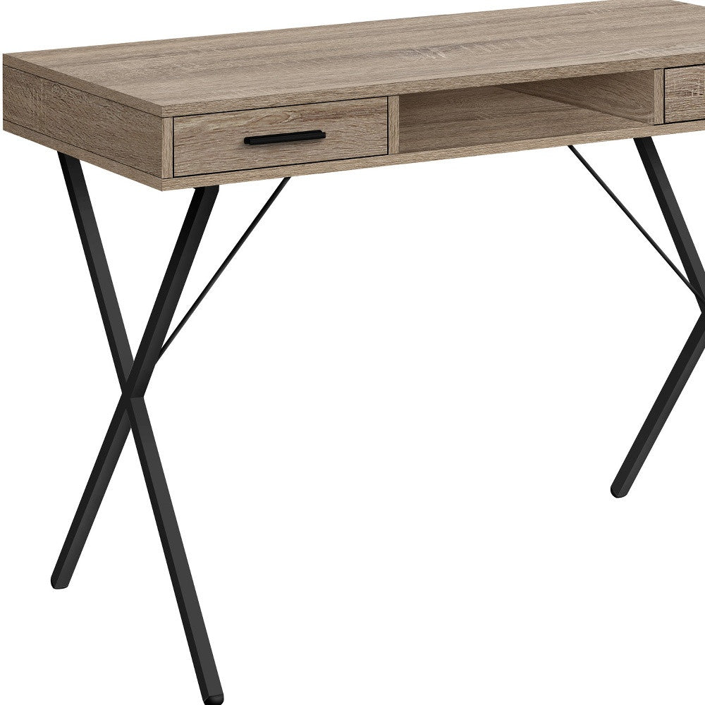 42" Taupe and Black Computer Desk With Two Drawers Homeroots Office