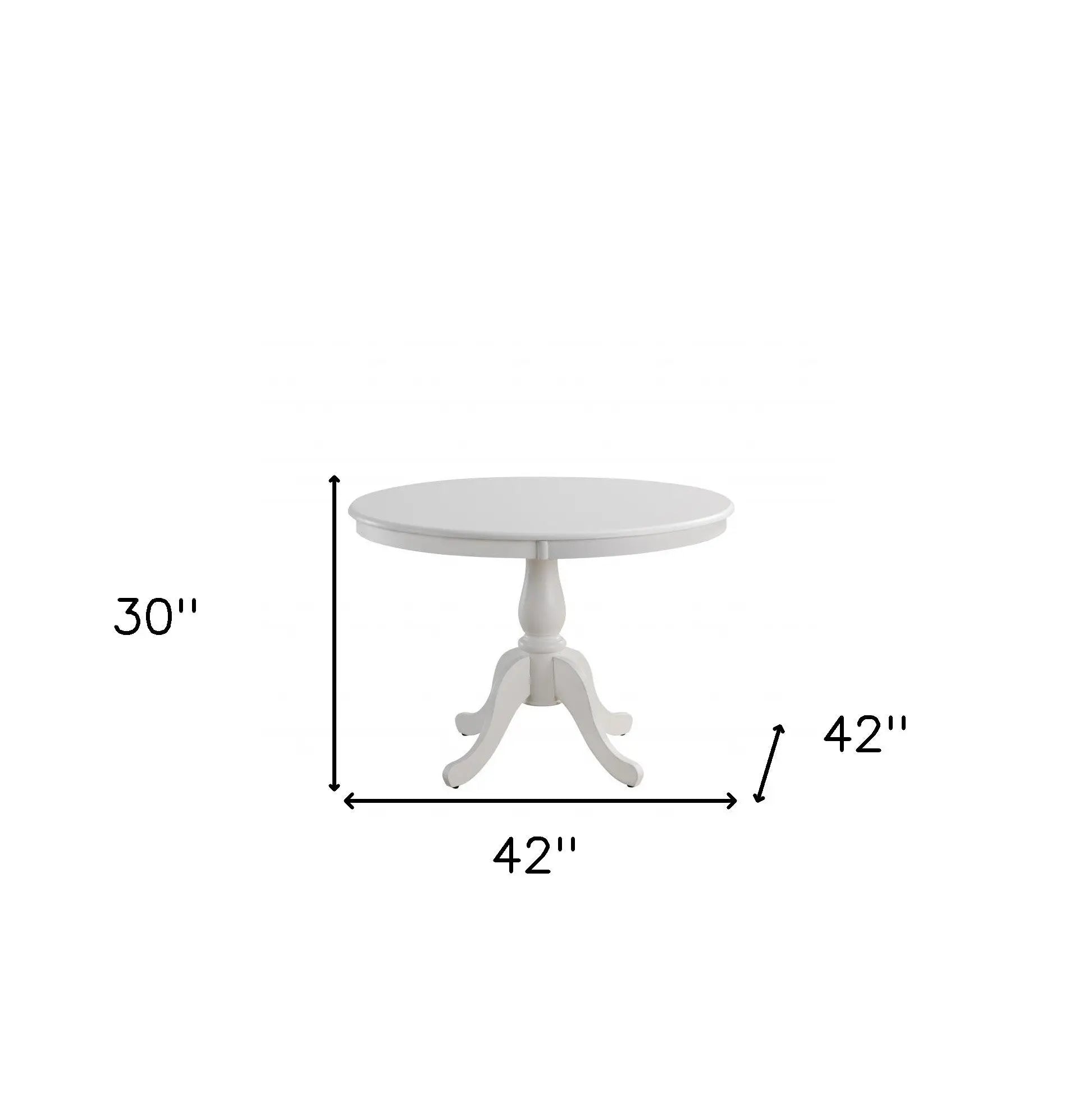 42" White Rounded Solid Manufactured Wood And Solid Wood Pedestal Base Dining Table Homeroots Kitchen & Dining