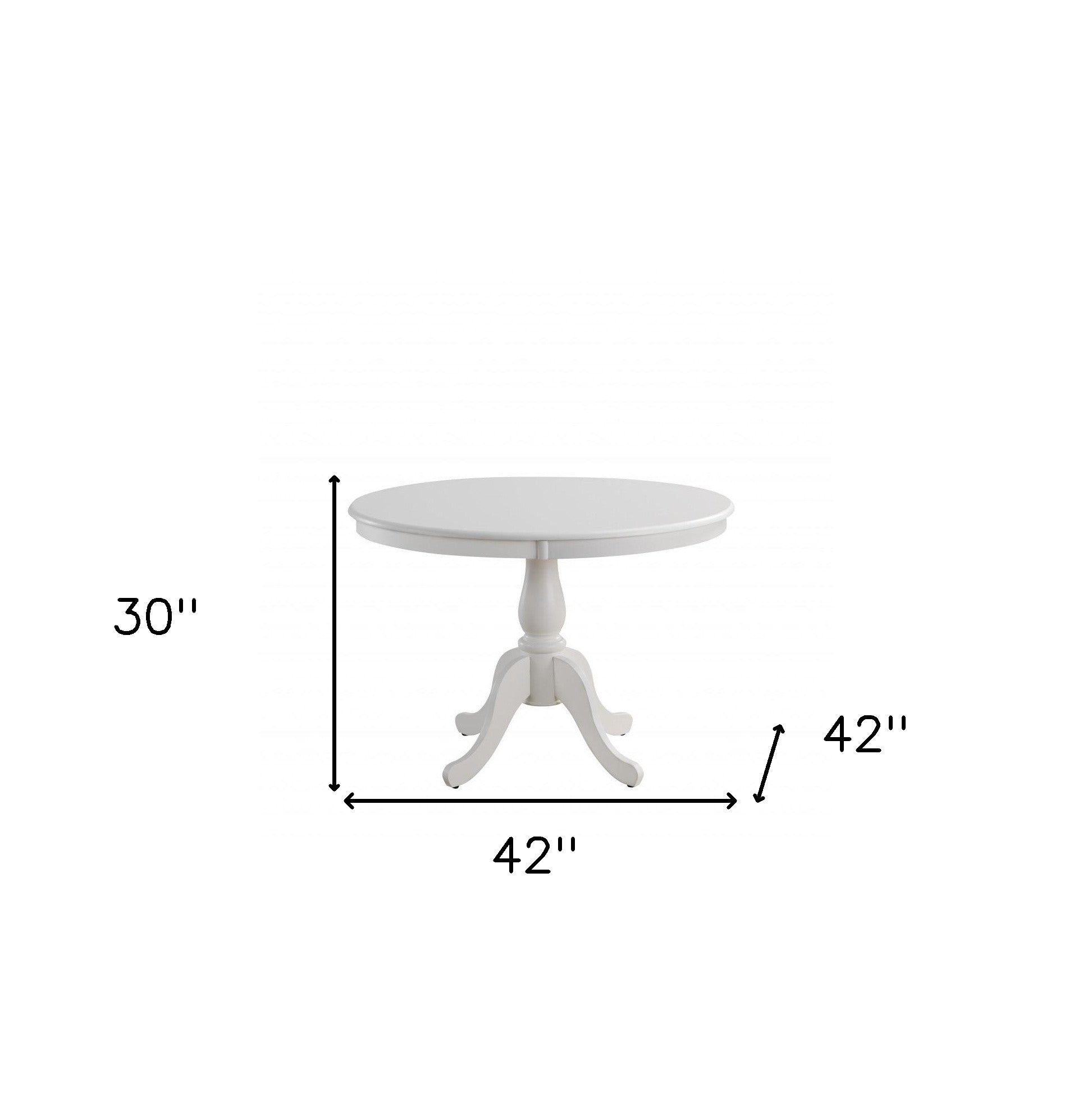 42" White Rounded Solid Manufactured Wood And Solid Wood Pedestal Base Dining Table Homeroots Kitchen & Dining