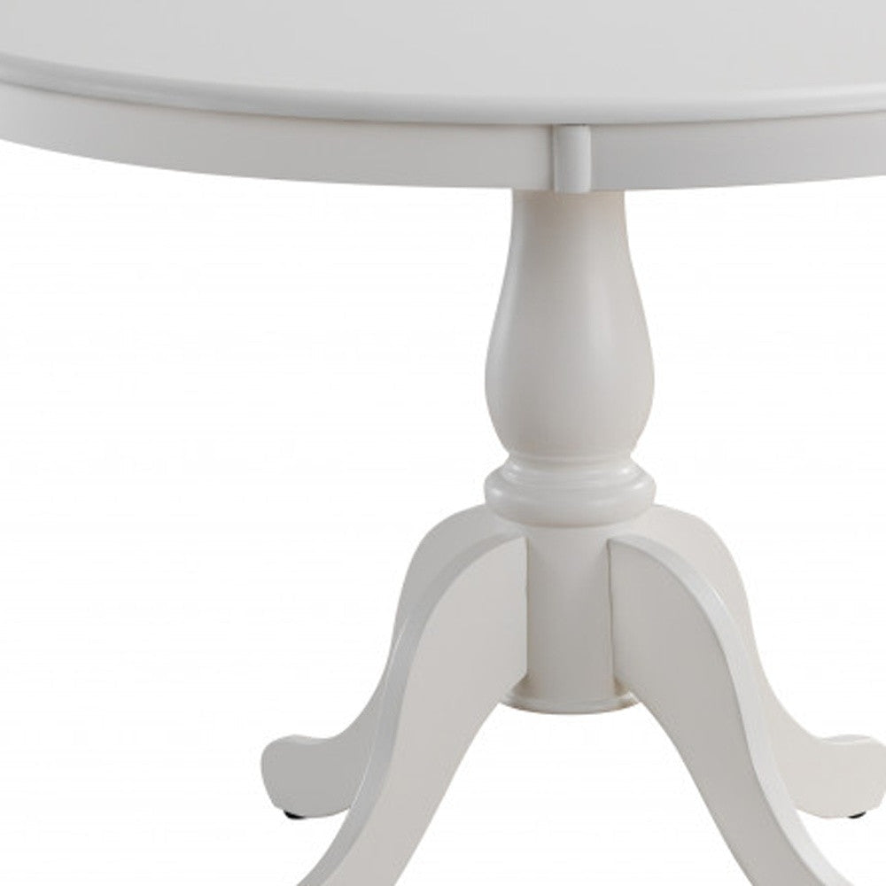 42" White Rounded Solid Manufactured Wood And Solid Wood Pedestal Base Dining Table Homeroots Kitchen & Dining