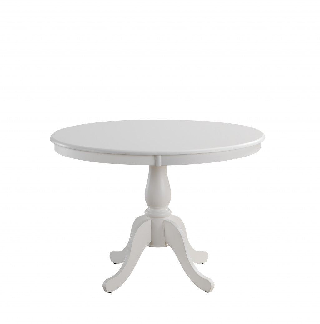 42" White Rounded Solid Manufactured Wood And Solid Wood Pedestal Base Dining Table Homeroots Kitchen & Dining
