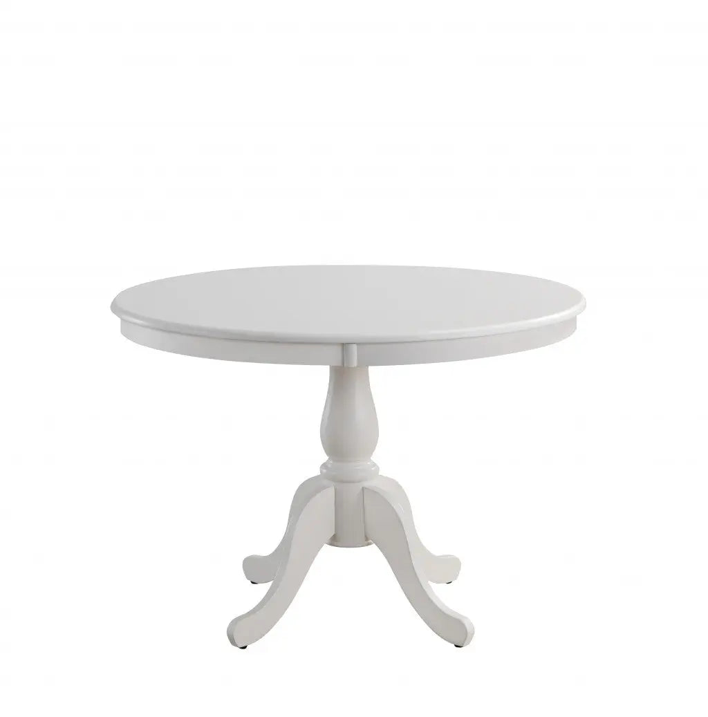 42" White Rounded Solid Manufactured Wood And Solid Wood Pedestal Base Dining Table Homeroots Kitchen & Dining