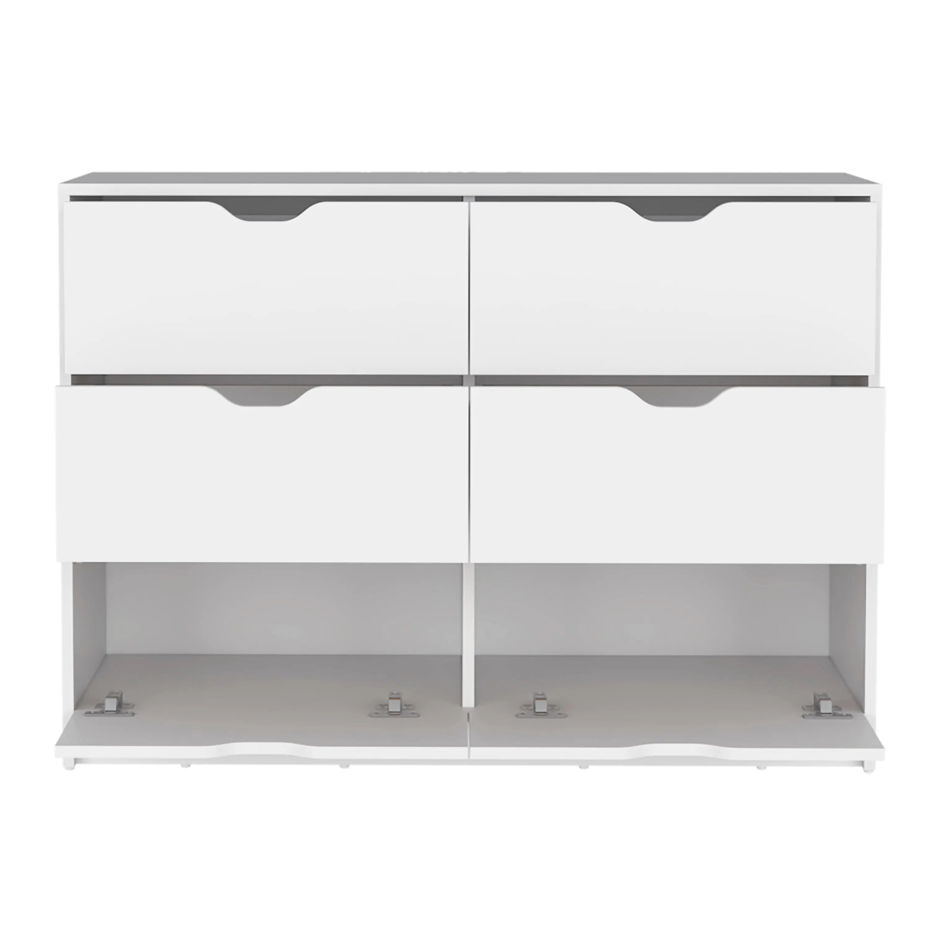 42" White Six Drawer Double Dresser Homeroots Bed & Bath