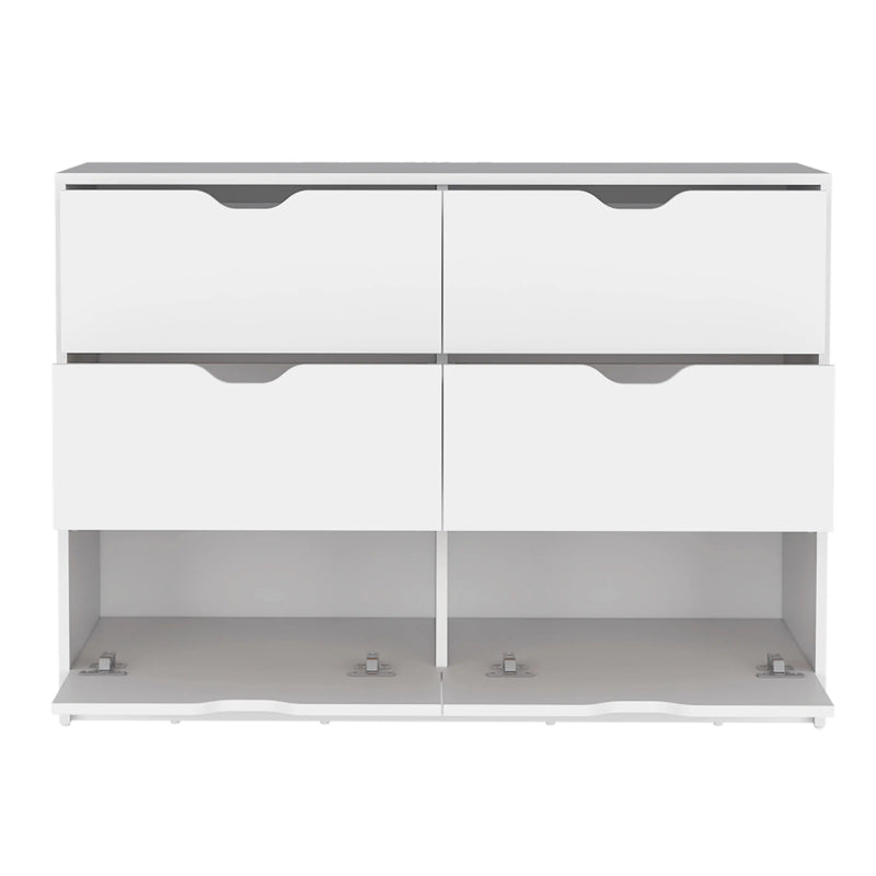 42" White Six Drawer Double Dresser Homeroots Bed & Bath