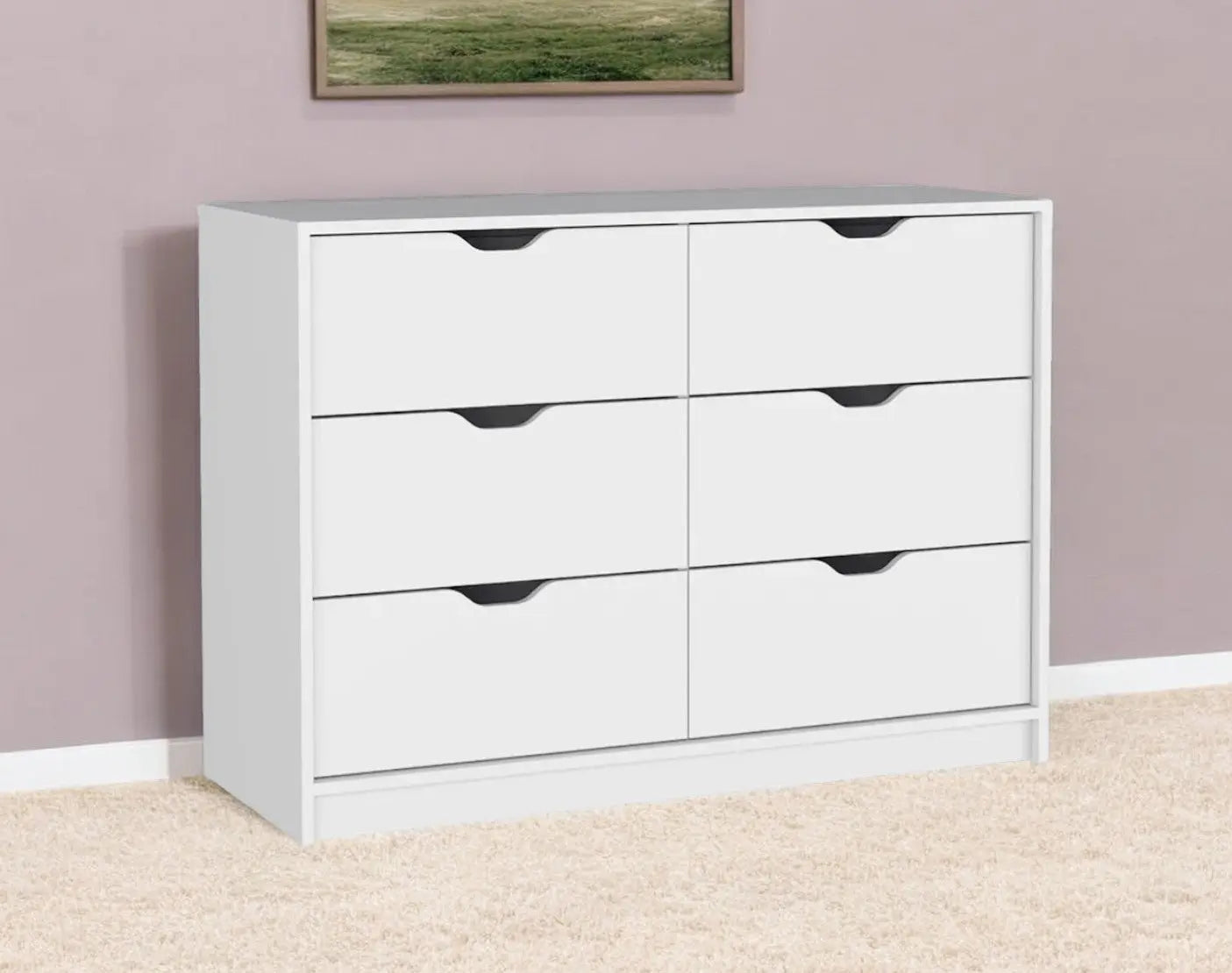 42" White Six Drawer Double Dresser Homeroots Bed & Bath