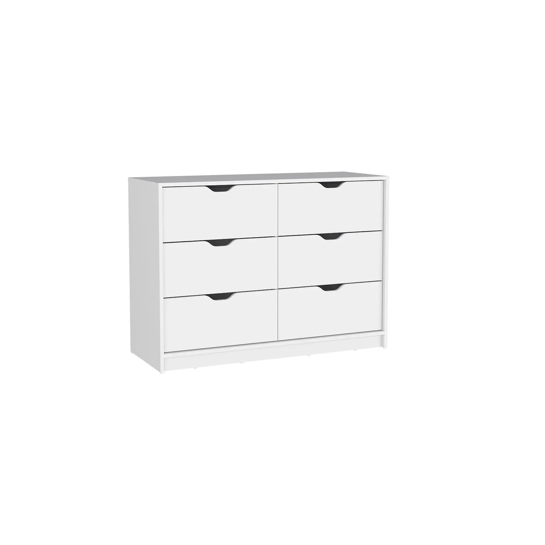 42" White Six Drawer Double Dresser Homeroots Bed & Bath