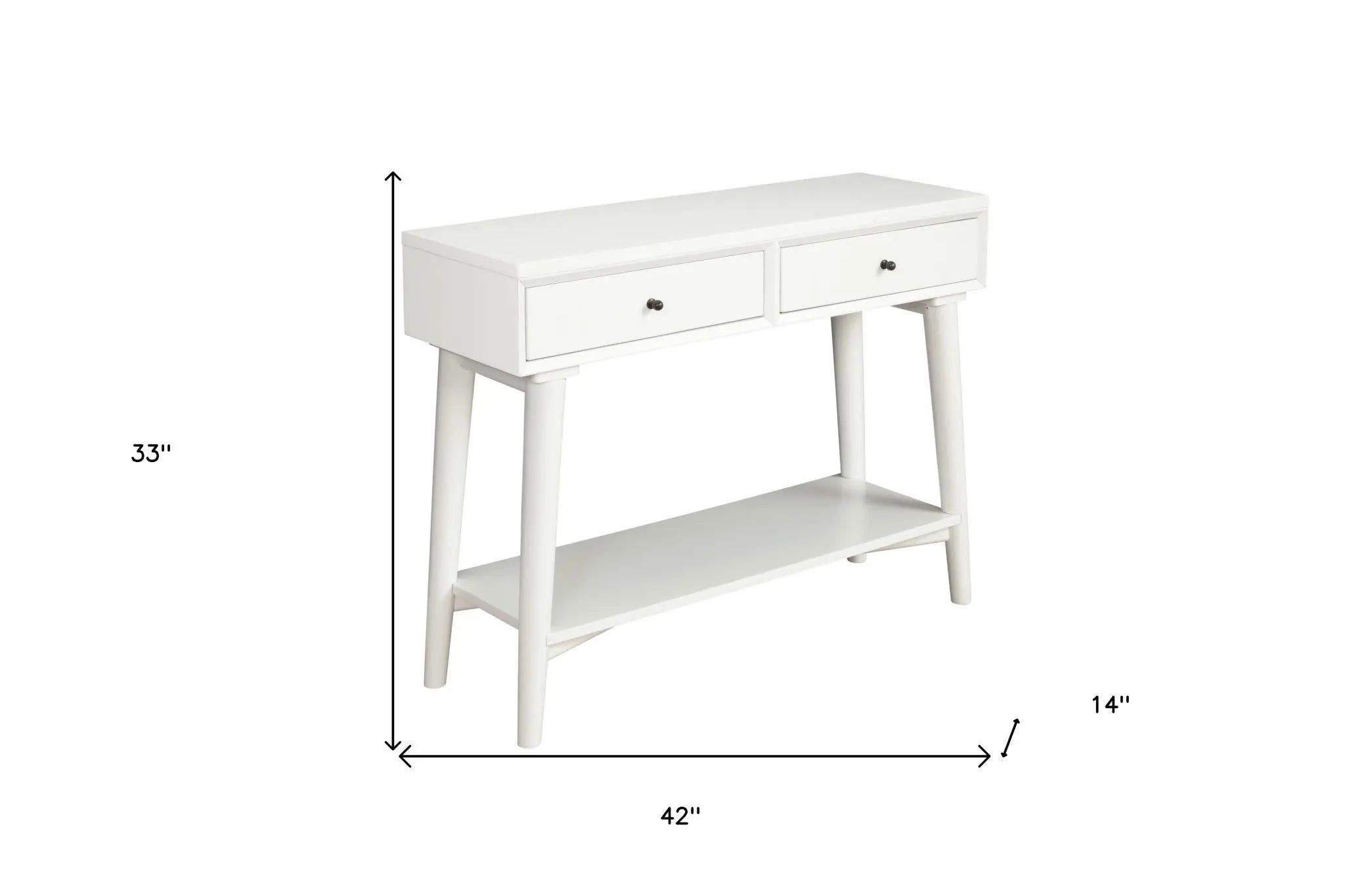 42" White Solid Wood Console Table With Shelves And Drawers - GreatEagleInc