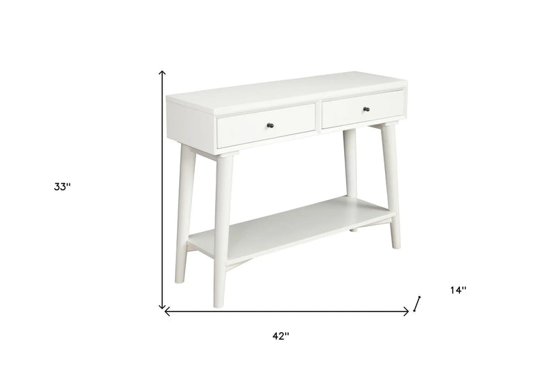 42" White Solid Wood Console Table With Shelves And Drawers - GreatEagleInc