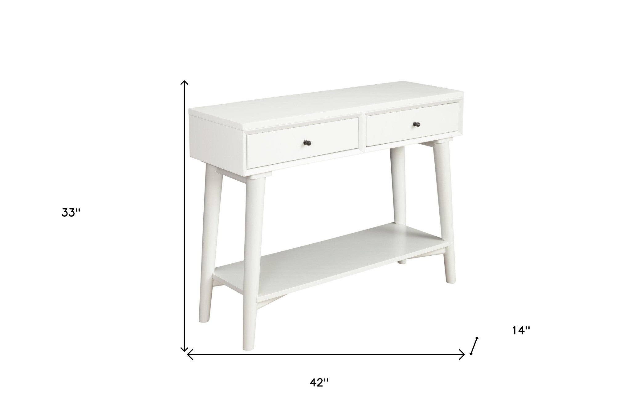 42" White Solid Wood Console Table With Shelves And Drawers - GreatEagleInc