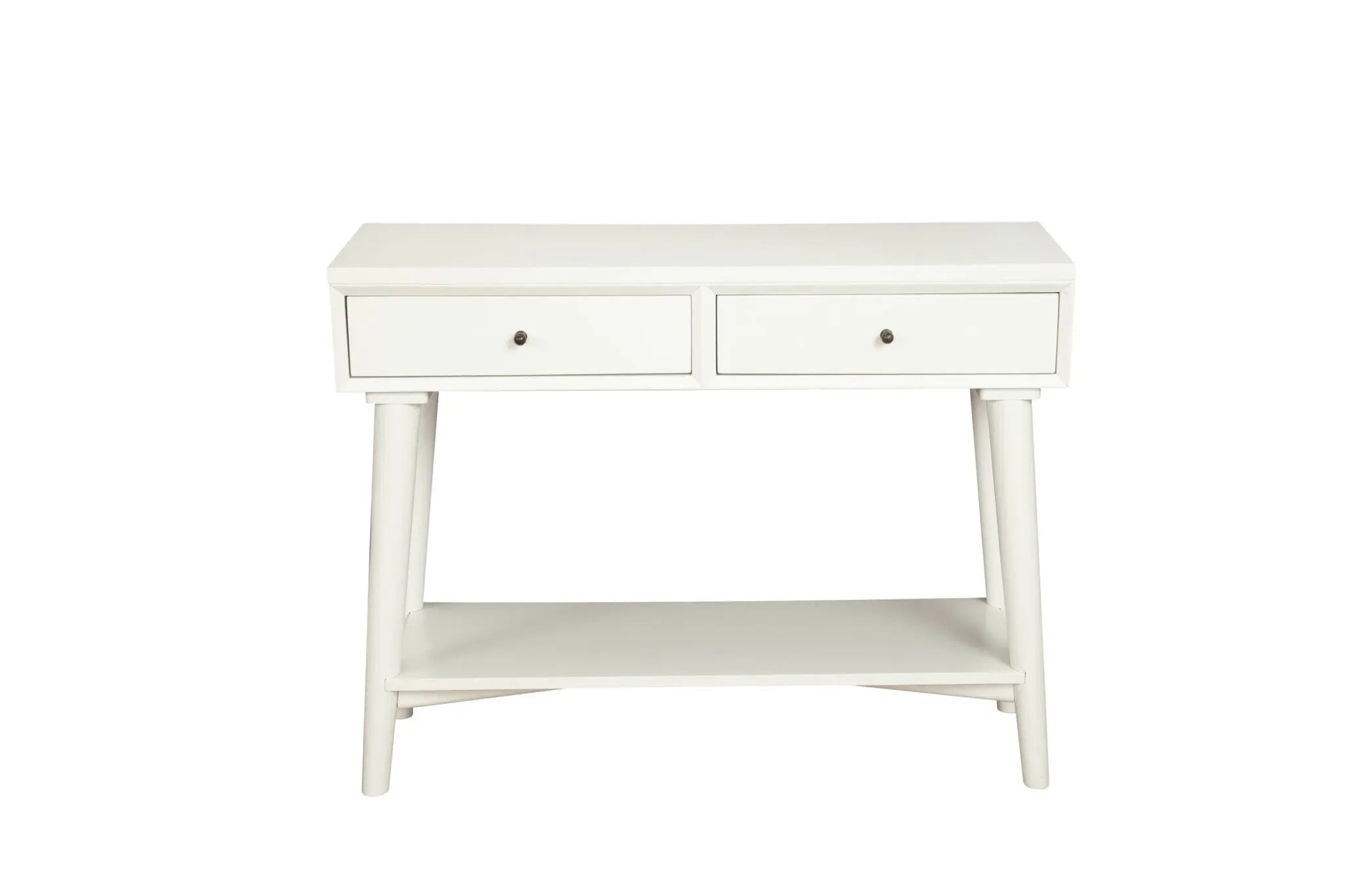 42" White Solid Wood Console Table With Shelves And Drawers - GreatEagleInc