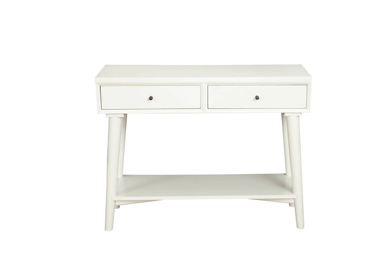 42" White Solid Wood Console Table With Shelves And Drawers - GreatEagleInc