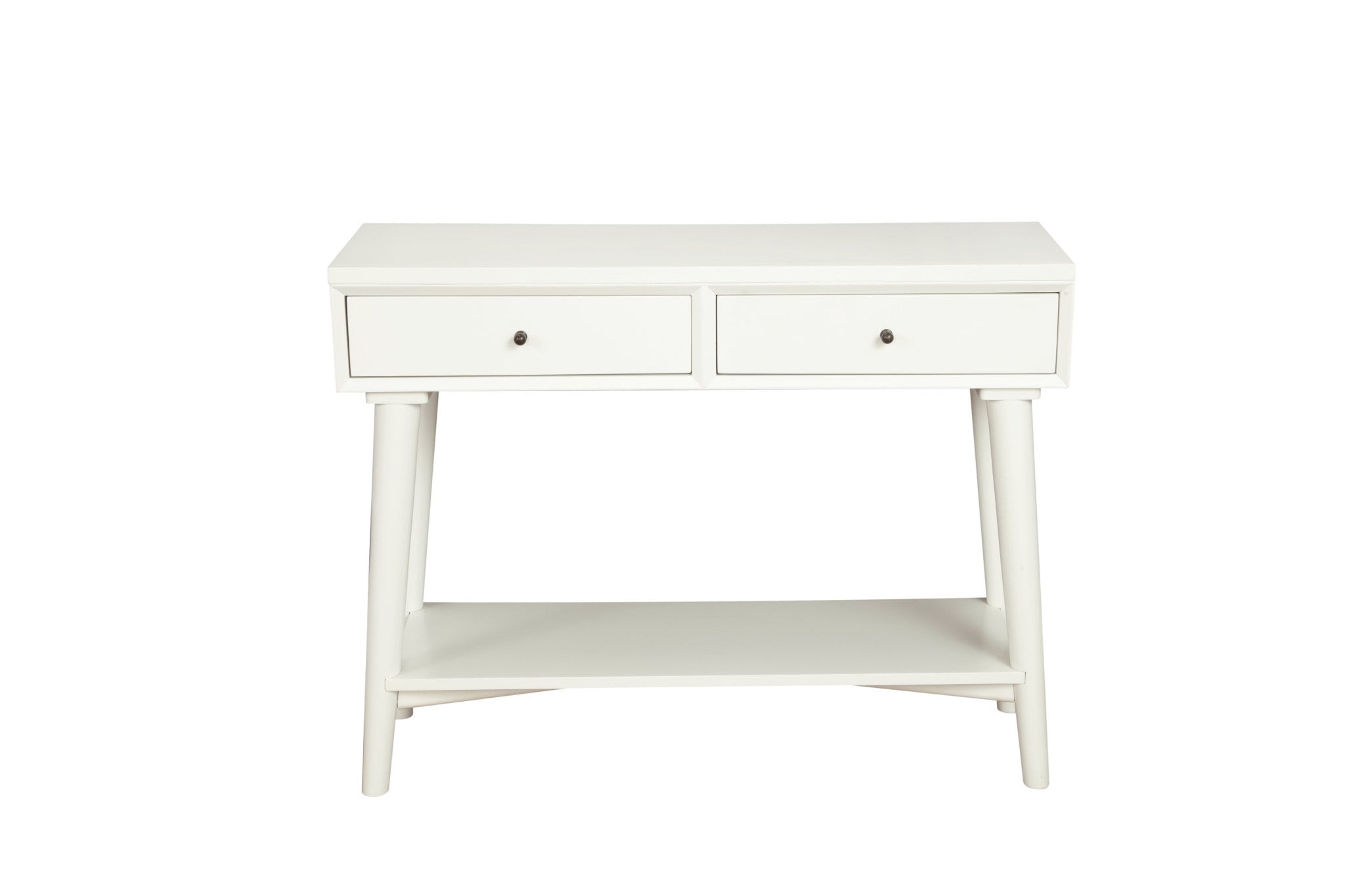 42" White Solid Wood Console Table With Shelves And Drawers - GreatEagleInc
