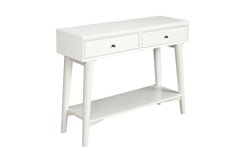 42" White Solid Wood Console Table With Shelves And Drawers - GreatEagleInc