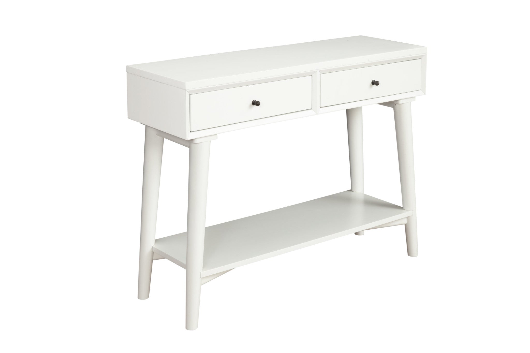 42" White Solid Wood Console Table With Shelves And Drawers - GreatEagleInc