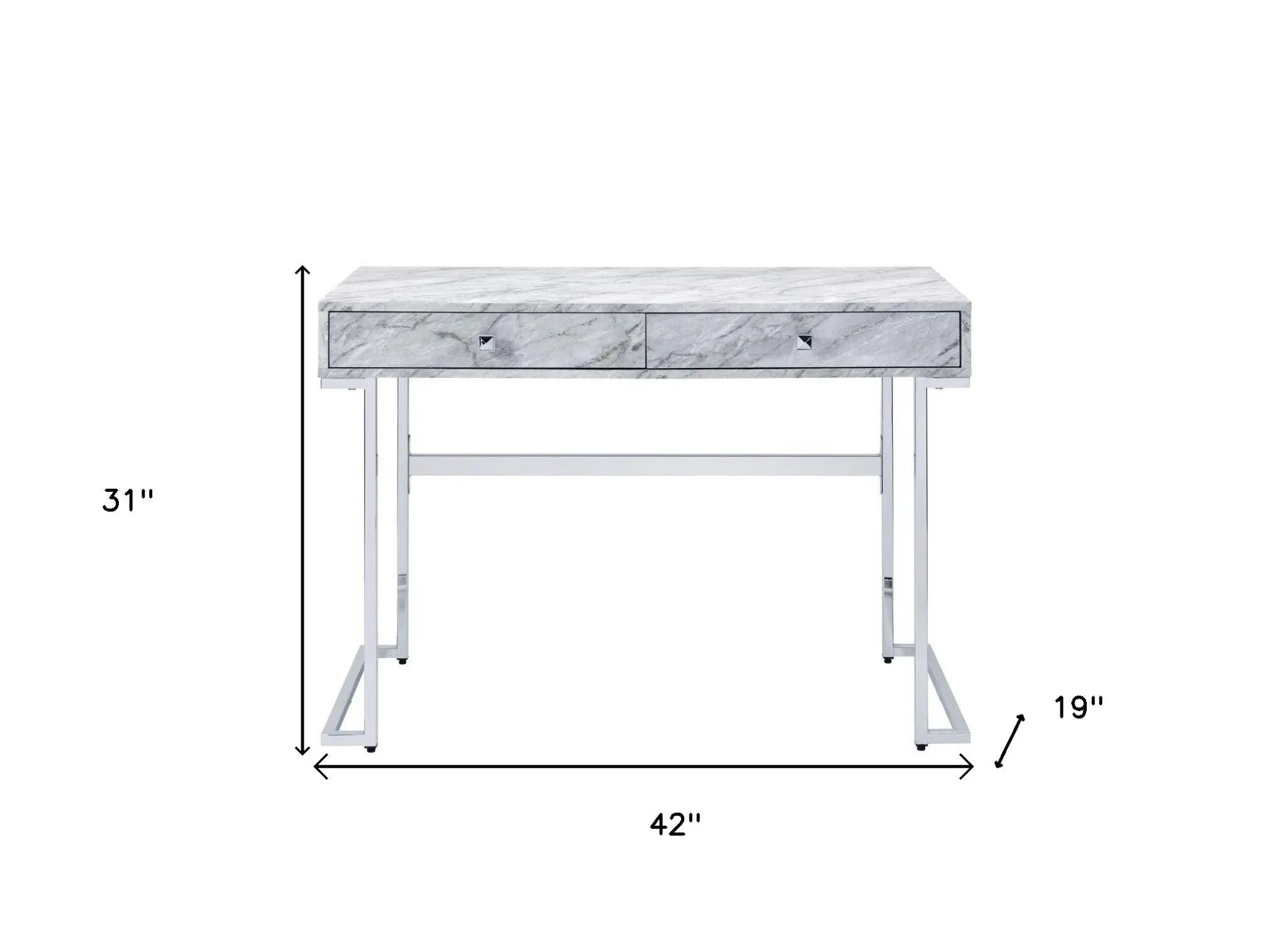 42" White Writing Desk With Two Drawers Homeroots Office