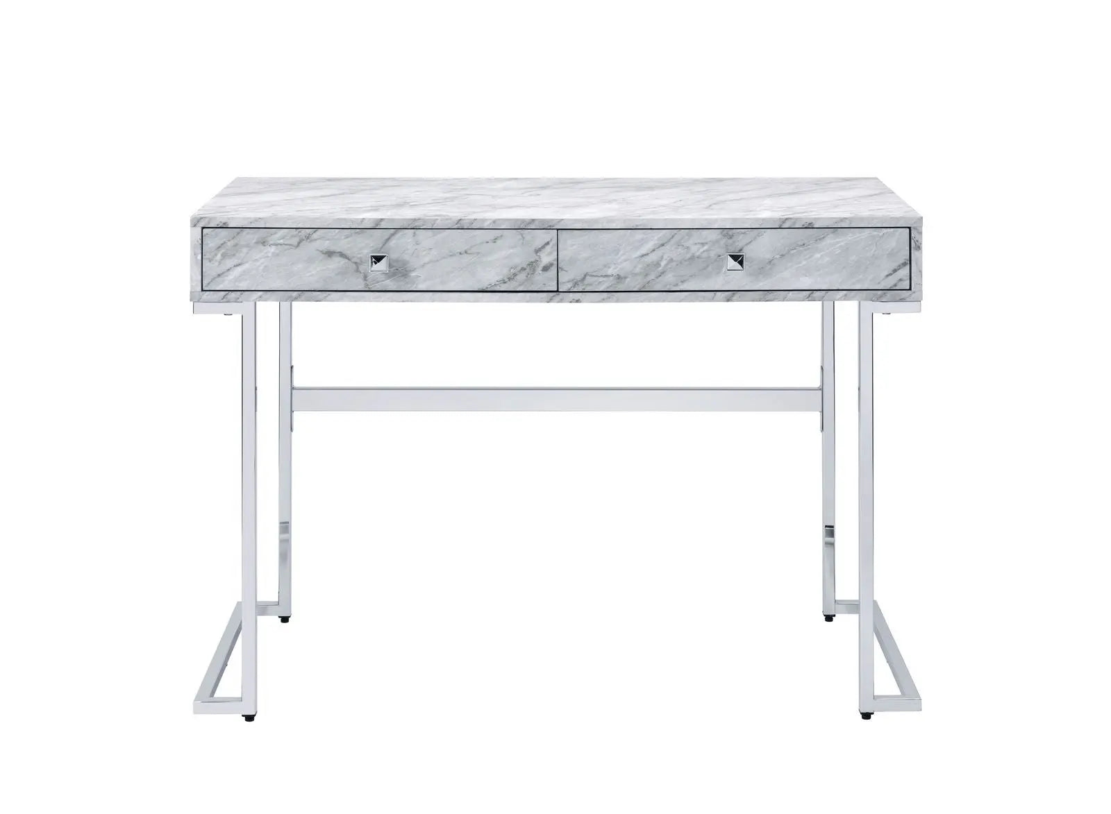 42" White Writing Desk With Two Drawers Homeroots Office