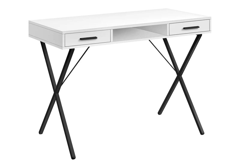 42" White and Black Computer Desk With Two Drawers Homeroots Office