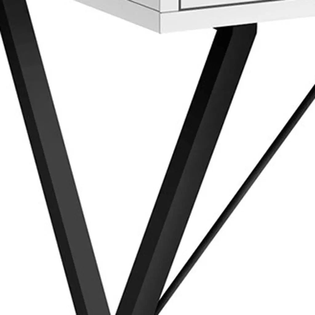 42" White and Black Computer Desk With Two Drawers Homeroots Office