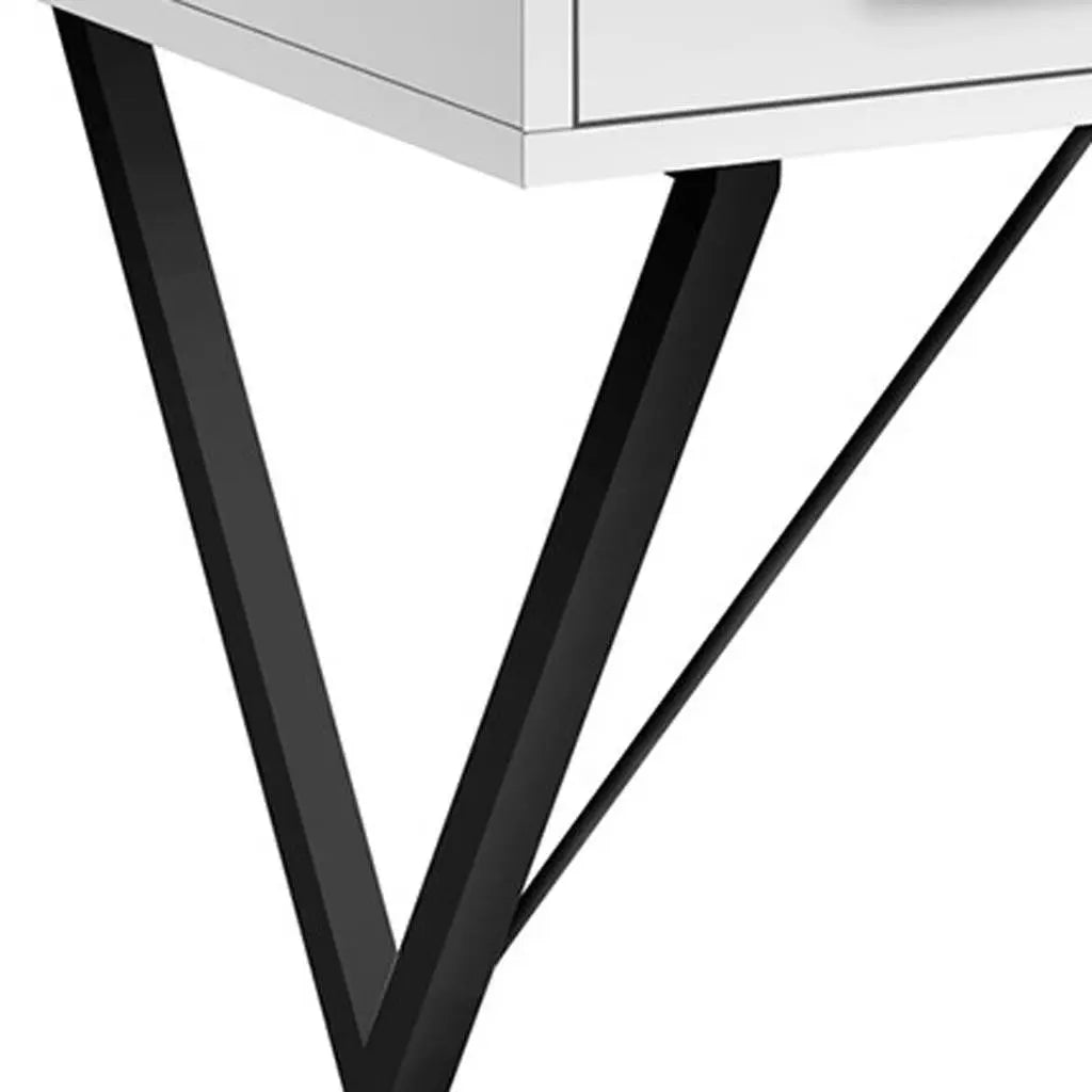42" White and Black Computer Desk With Two Drawers Homeroots Office