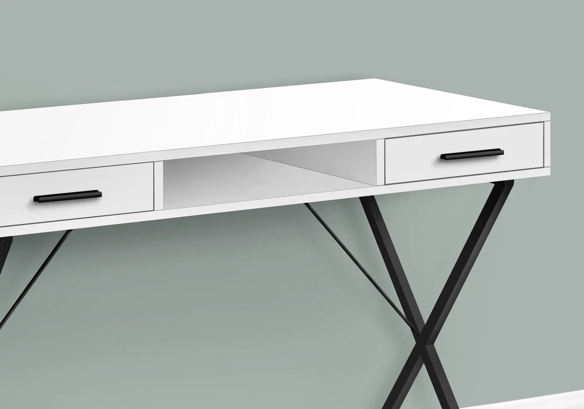 42" White and Black Computer Desk With Two Drawers Homeroots Office