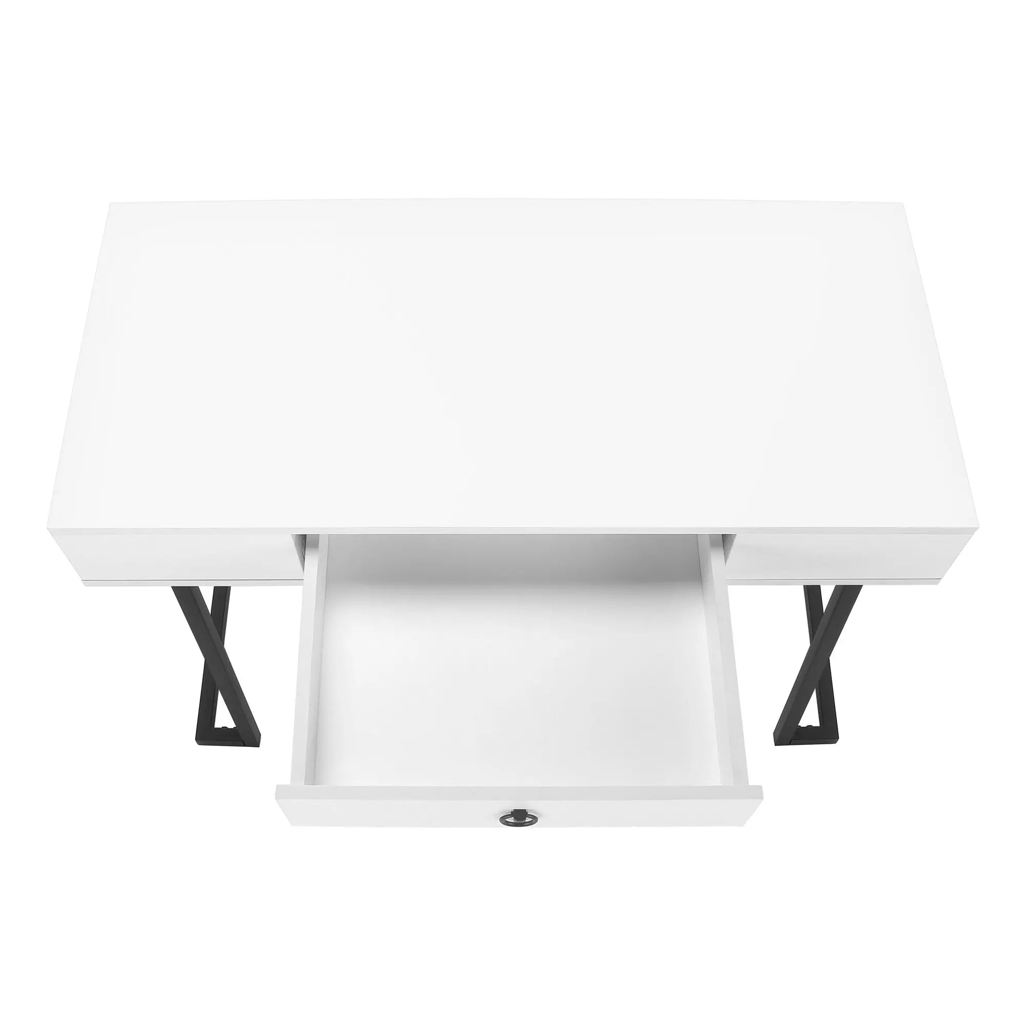 42" White and Black Wood and Metal Sled Computer Desk Homeroots Office