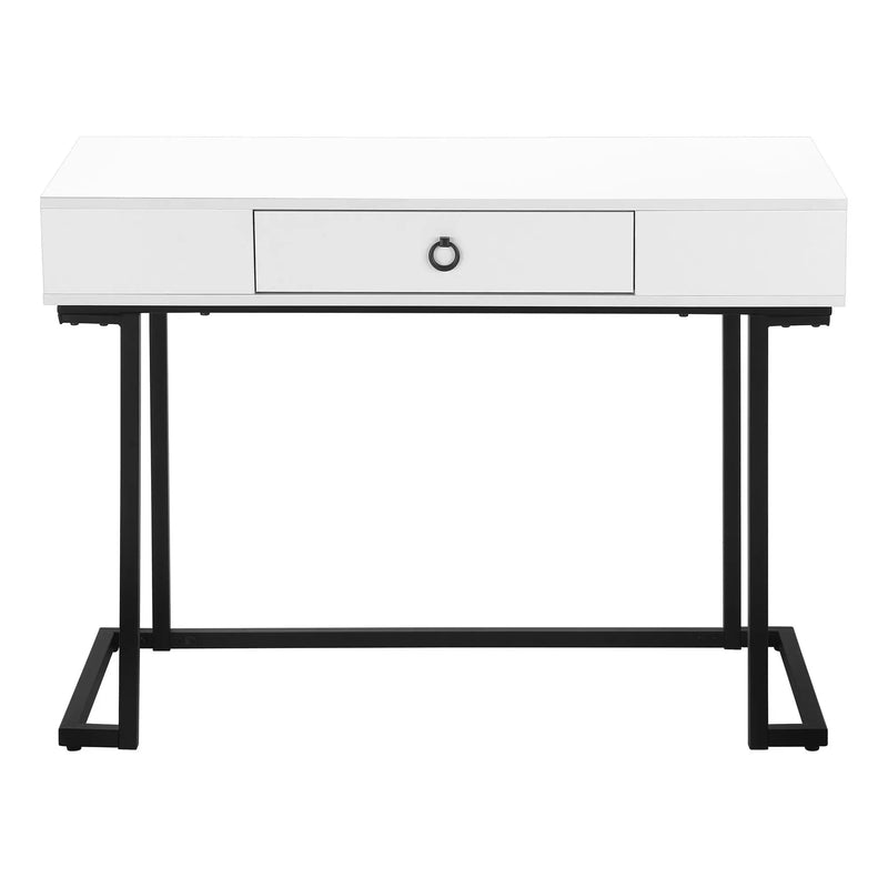 42" White and Black Wood and Metal Sled Computer Desk Homeroots Office